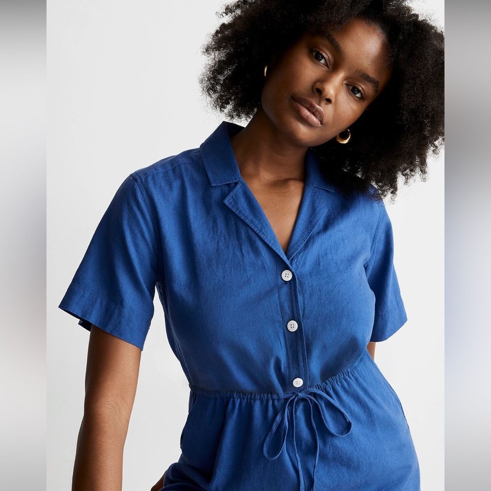 Madewell Nwt Button Front Linen Romper Size Xl In… - image 4